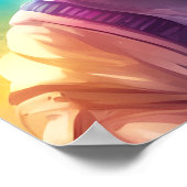 宇宙猫イラストレーションアート宇宙飛行士キャットデジタル ポスター (角)