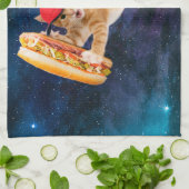 宇宙猫キャップとファニーパック キッチンタオル (折り畳み)