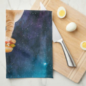 宇宙猫キャップとファニーパック キッチンタオル (四つ折り)