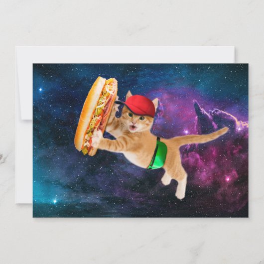 宇宙猫キャップとファニーパック 招待状 (裏面)