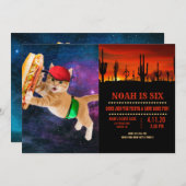 宇宙猫キャップとファニーパック 招待状 (正面/裏面)