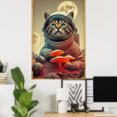 宇宙猫ディスコトリップポスター ポスター (ホームオフィス)