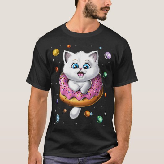 宇宙猫ドーナツ Tシャツ (正面)