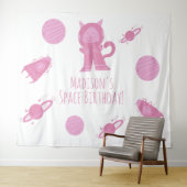 宇宙猫ピンクギャラクシー誕生日 タペストリー (インサイチュ(横))