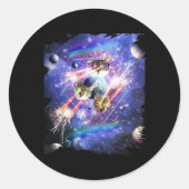 宇宙猫レーザーアイ猫をレーザーガラスで猫に引き付ける ラウンドシール (正面)