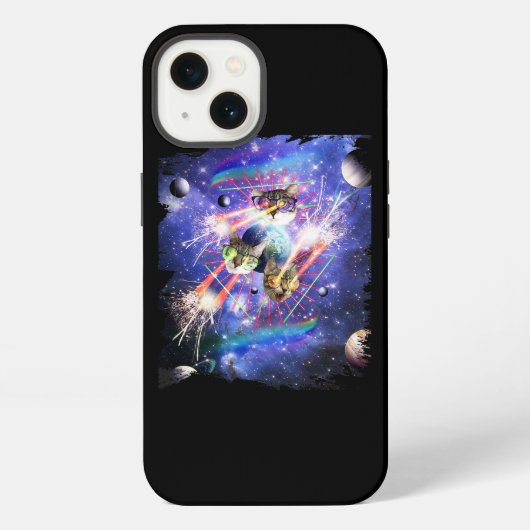宇宙猫レーザーアイ 子猫 猫 レーザー ガラス iPhoneケース (裏面)
