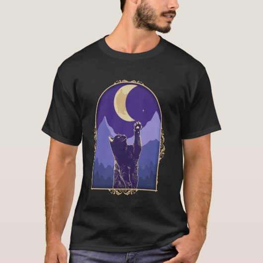 宇宙猫三日月星神秘的な天体C Tシャツ (正面)