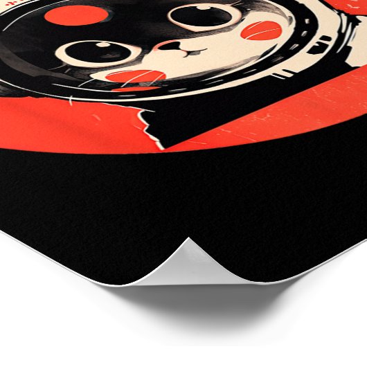 宇宙猫勇気日本のレトロかわいいキュートアストロ ポスター (角)