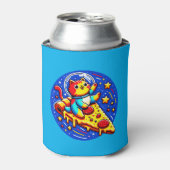 宇宙猫宇宙飛行士ステッカー – おもしろい宇宙ピザ 缶クーラー (缶正面)