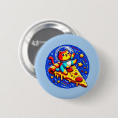 宇宙猫宇宙飛行士ステッカー – おもしろい宇宙ピザ 缶バッジ (正面&裏面)