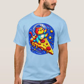 宇宙猫宇宙飛行士ステッカー – おもしろい宇宙ピザ Tシャツ (正面)