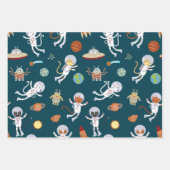 宇宙猫宇宙飛行士パターン ラッピングペーパーシート (正面)