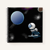 宇宙猫宇宙飛行士飛んでいる ノートブック (正面)