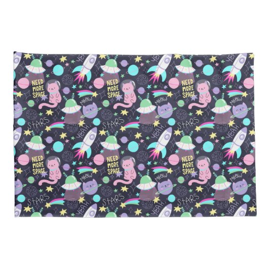 宇宙猫模様 枕カバー (裏面-右)