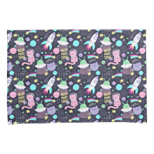 宇宙猫模様 枕カバー (正面右)