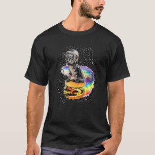 宇宙猫銀河系バーガーかわいい宇宙飛行士キッテンファー Tシャツ