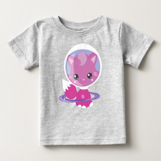 宇宙猫，かわいい猫，宇宙，コスモナウ，宇宙飛行士 ベビーTシャツ (正面)