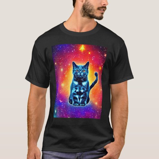 宇宙猫+キティ+子猫+猫スタイル1 Tシャツ (正面)