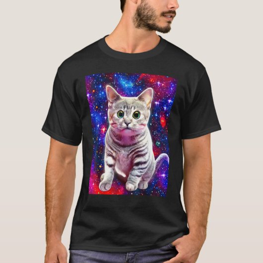 宇宙猫+子猫+猫スタイル Tシャツ (正面)