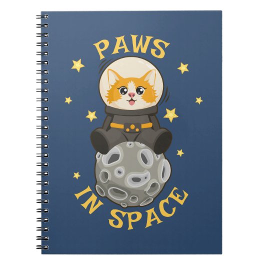 宇宙猫+宇宙飛行士+猫+月 ノートブック (正面)