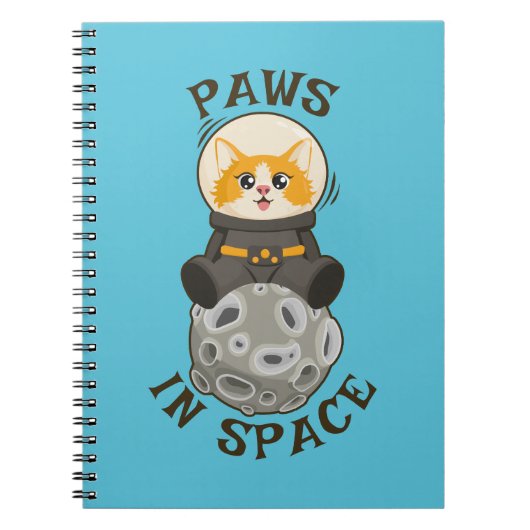 宇宙猫+宇宙飛行士+猫+月 ノートブック (正面)