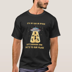 宇宙猫。猫の宇宙。キャッツおもしろい Tシャツ