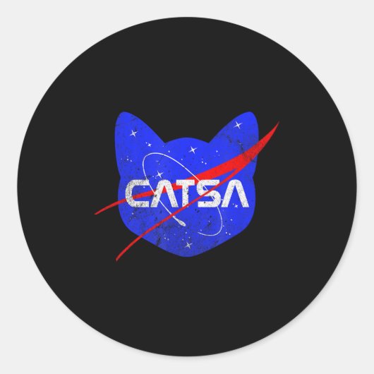 宇宙猫+面白い宇宙+猫好き ラウンドシール (正面)