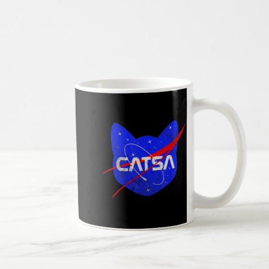 宇宙猫+面白い+宇宙+猫サ コーヒーマグカップ (右)