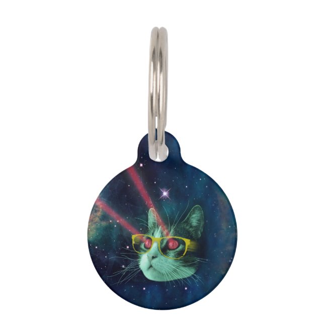 宇宙猫（黄色い眼鏡） ペット　ネームタグ (正面)