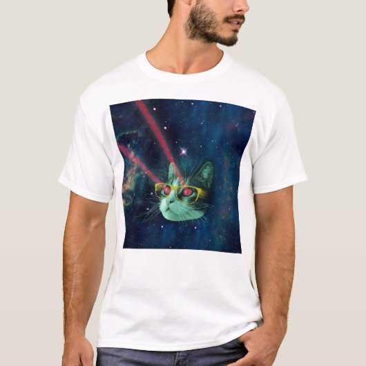 宇宙猫(黄色い眼鏡) Tシャツ (正面)