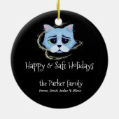 宇宙猫 | Happy Christmasを心配するなおもしろい セラミックオーナメント (裏面)