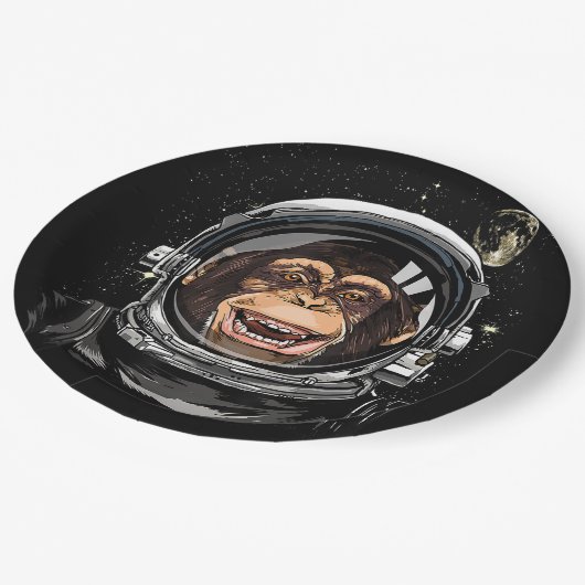 宇宙猿の宇宙飛行士ワイルド動物園顔 ペーパープレート (アングル)