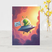 宇宙生物のバースデーカード カード (黄色い花)