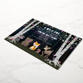 宇宙生物ウッドランド動物ベビーシャワー 箔招待状 (回転した状態)