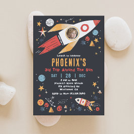 宇宙用ロケット誕生日フォト招待状 招待状