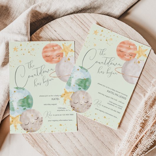 宇宙男女兼用ベビシャワー 招待状