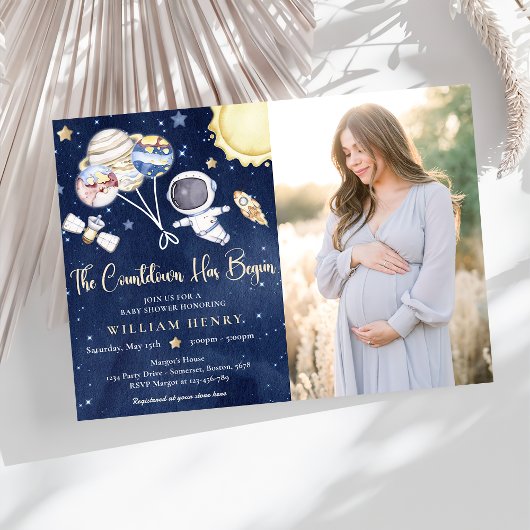 宇宙男子ベビーシャワー銀河系ベビーシャワー 招待状