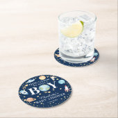 宇宙男子ベビーシャワー ラウンドペーパーコースター (インサイチュ)