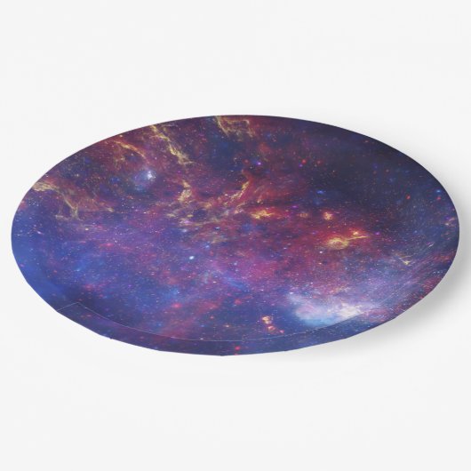 宇宙白熱［赤熱］光を放つの明るい銀河系 ペーパープレート (アングル)