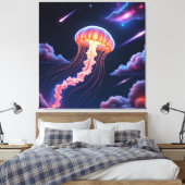 宇宙白熱［赤熱］光を放つクラゲ キャンバスプリント (インサイチュ (寝室))