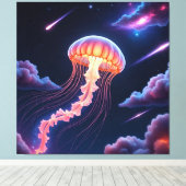 宇宙白熱［赤熱］光を放つクラゲ キャンバスプリント (インサイチュ (ウッドフロア))