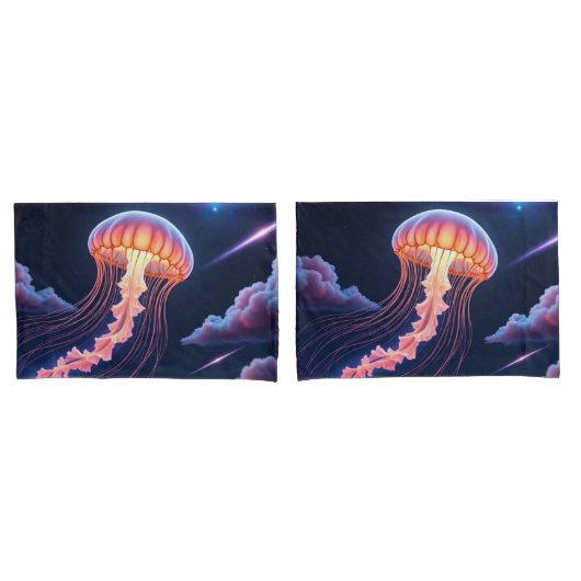 宇宙白熱［赤熱］光を放つクラゲ 枕カバー (フロントセット)