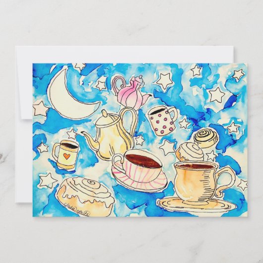 宇宙的なシナモンロールとコーヒーカップのアート シーズンカード (正面)