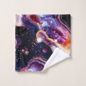 宇宙的なジオードの抽象表現 紫の金色の渦巻き バスタオルセット (ウォッシュタオル)