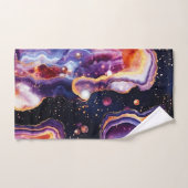 宇宙的なジオードの抽象表現 紫の金色の渦巻き バスタオルセット (ハンドタオル)