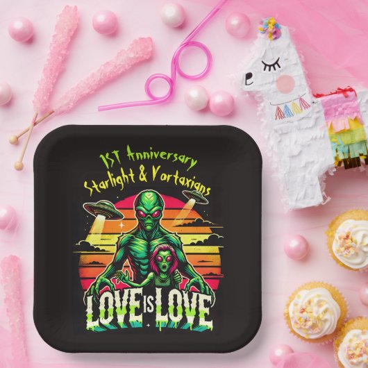 宇宙的な二つのエイリアン ペーパープレート (パーティー)