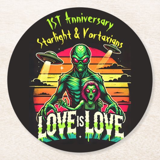 宇宙的な二つのエイリアン ラウンドペーパーコースター (正面)