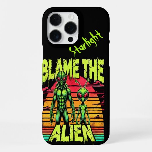 宇宙的な雰囲気の中でエイリアンを責めろ iPhoneケース (裏面)