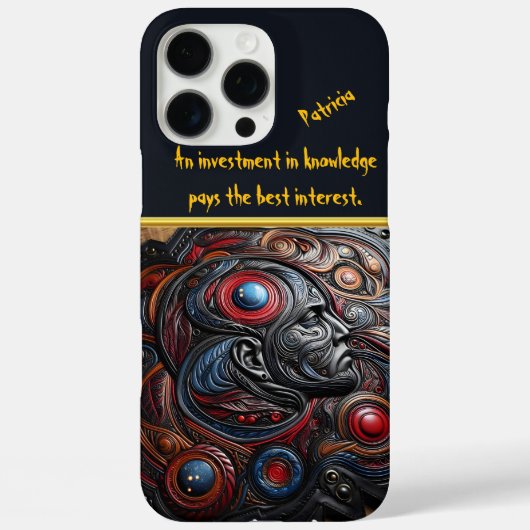 宇宙的な顔を描いた複雑な革の芸術作品 Case-Mate iPhoneケース (裏面)