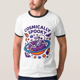 宇宙的にスプーキーなデザイン スペース スケルトン ハロウィン Tシャツ